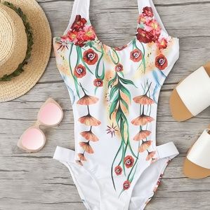 Open Back Floral Swimsuit